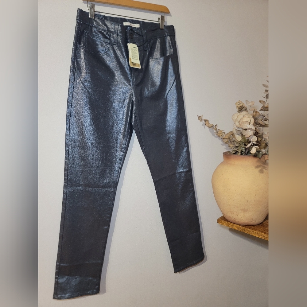 Levi's 724 High Rise Straight Leg Metallic Sheen Jeans Sz 31 NWT Whimsy
